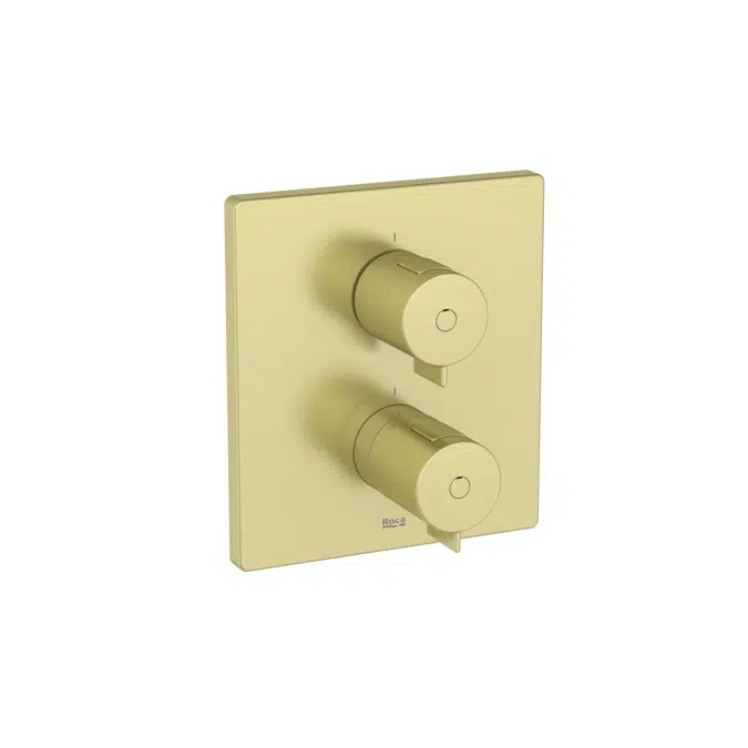 T-500 - Square - Built-in thermostatic bath-shower mixer (2 ways) with diverter-flow regulator. To be completed with RocaBox A525869403