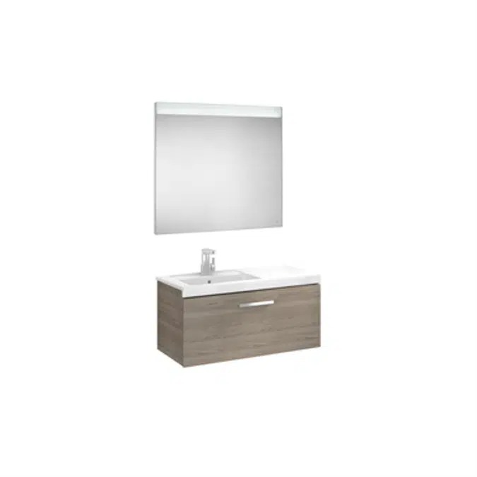PRISMA 900 Pack (base unit with one drawer, left hand basin and LED mirror)