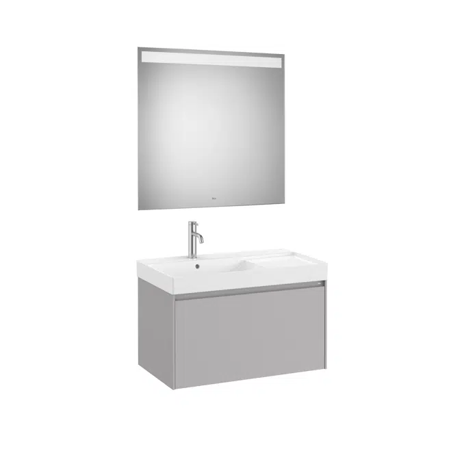 ONA Pack (base unit with one drawer, left hand basin and LED mirror)