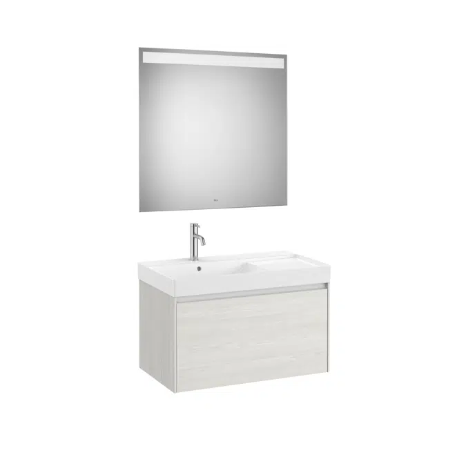 ONA Pack (base unit with one drawer, left hand basin and LED mirror)