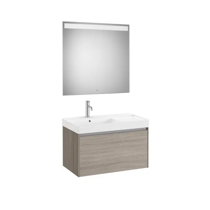 ONA Pack (base unit with one drawer, left hand basin and LED mirror)