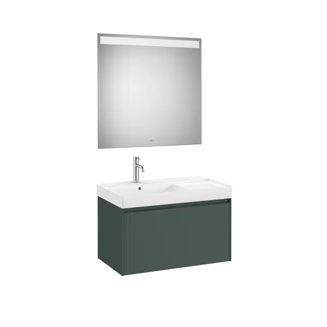 ONA Pack (base unit with one drawer, left hand basin and LED mirror)