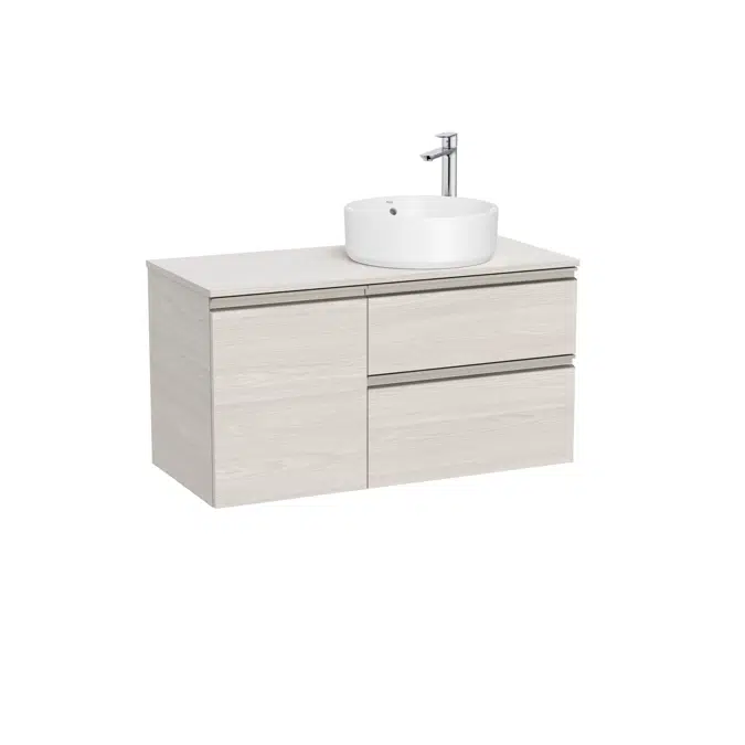 The Gap Base unit with two drawers, one door and over countertop basin on the right
