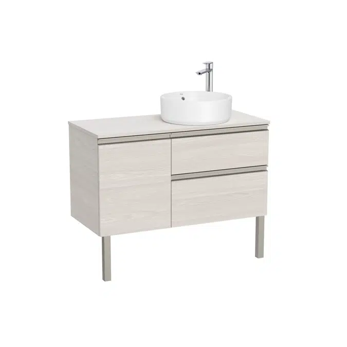 The Gap Base unit with two drawers, one door and over countertop basin on the right