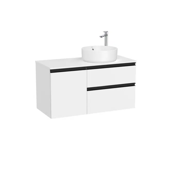 The Gap Base unit with two drawers, one door and over countertop basin on the right