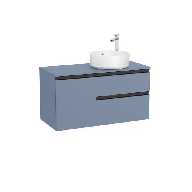 The Gap Base unit with two drawers, one door and over countertop basin on the right