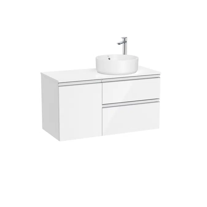 The Gap Base unit with two drawers, one door and over countertop basin on the right