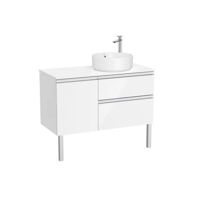The Gap Base unit with two drawers, one door and over countertop basin on the right