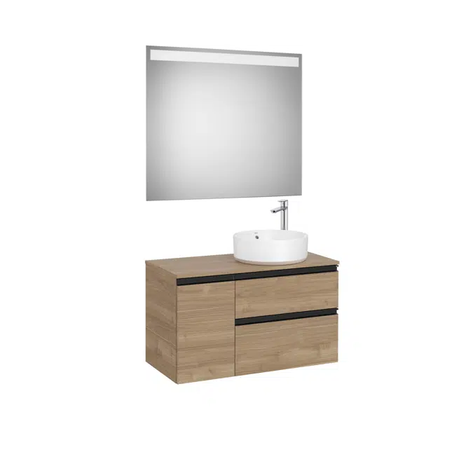 THE GAP  900 Pack (base unit 2 drawers for right hand over countertop basin and LED mirror)
