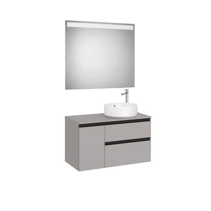 THE GAP  900 Pack (base unit 2 drawers for right hand over countertop basin and LED mirror)