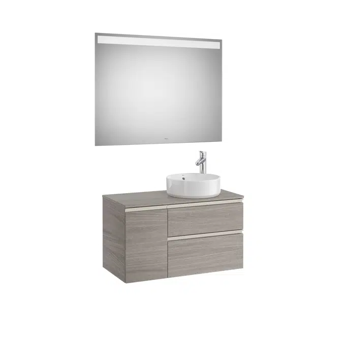 THE GAP  900 Pack (base unit 2 drawers for right hand over countertop basin and LED mirror)