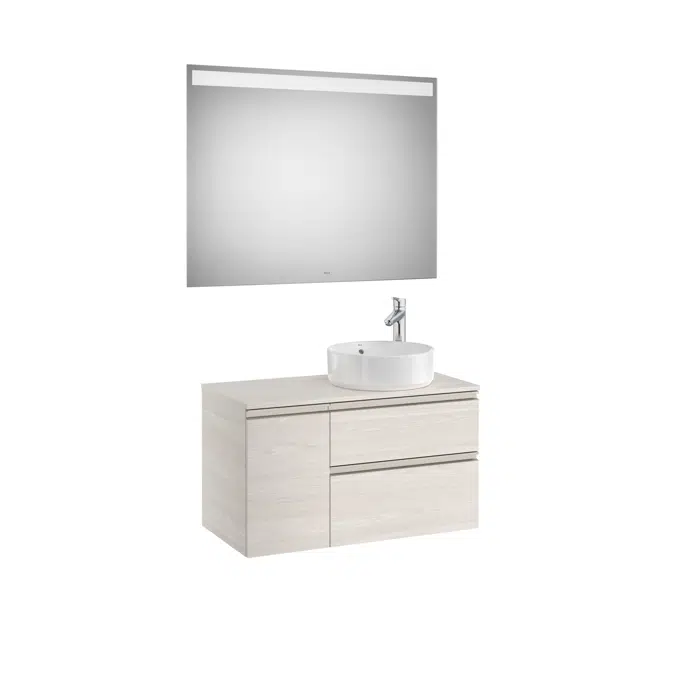 THE GAP  900 Pack (base unit 2 drawers for right hand over countertop basin and LED mirror)
