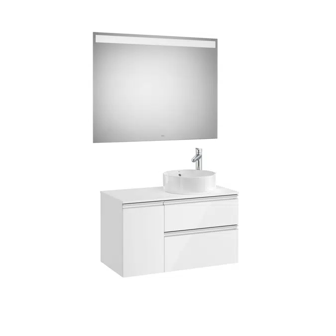 THE GAP  900 Pack (base unit 2 drawers for right hand over countertop basin and LED mirror)