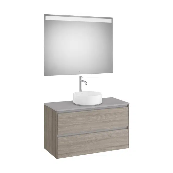 ONA Pack (base unit for over countertop basin with two drawers and LED mirror)