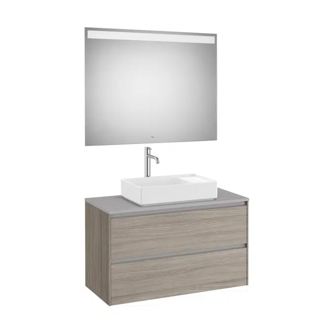 ONA Pack (base unit for over countertop basin with two drawers and LED mirror)