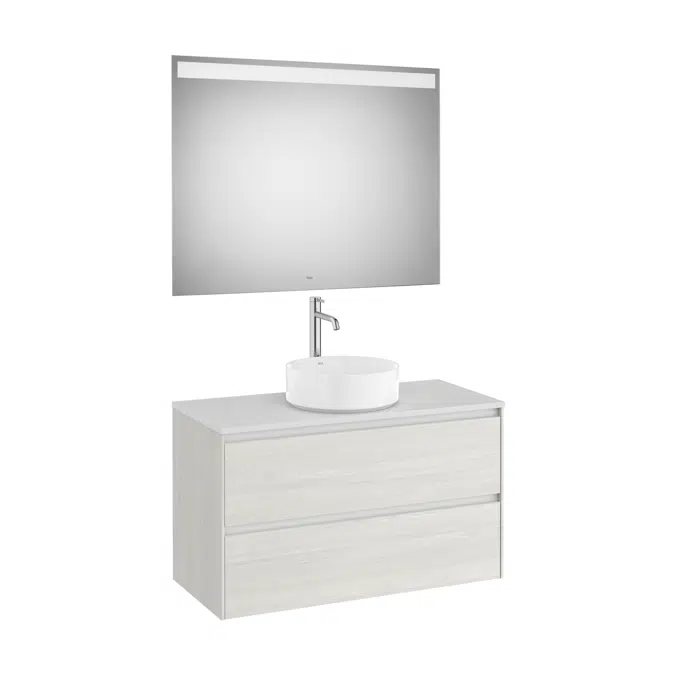 ONA Pack (base unit for over countertop basin with two drawers and LED mirror)