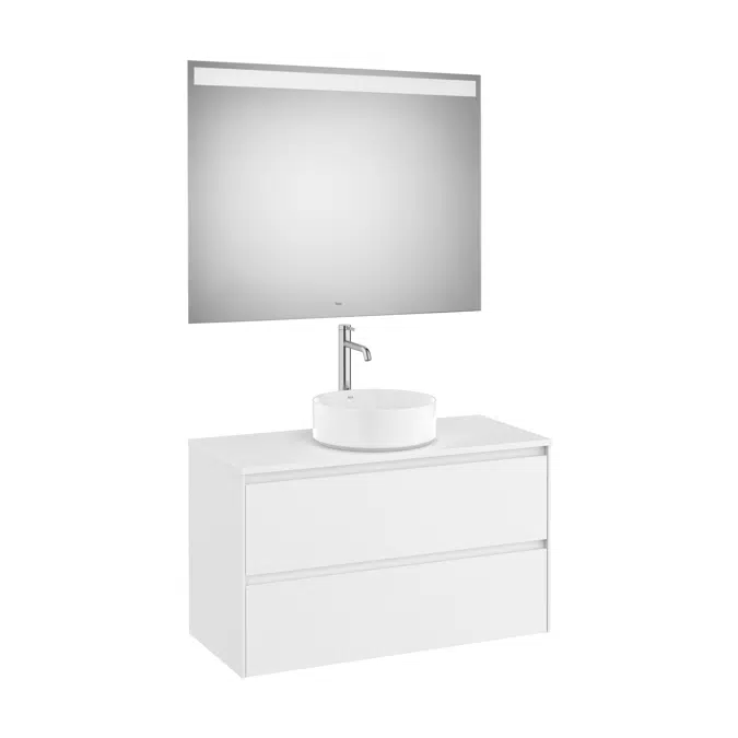 ONA Pack (base unit for over countertop basin with two drawers and LED mirror)