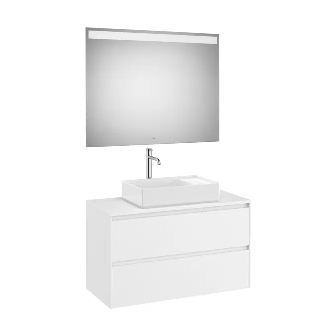ONA Pack (base unit for over countertop basin with two drawers and LED mirror)