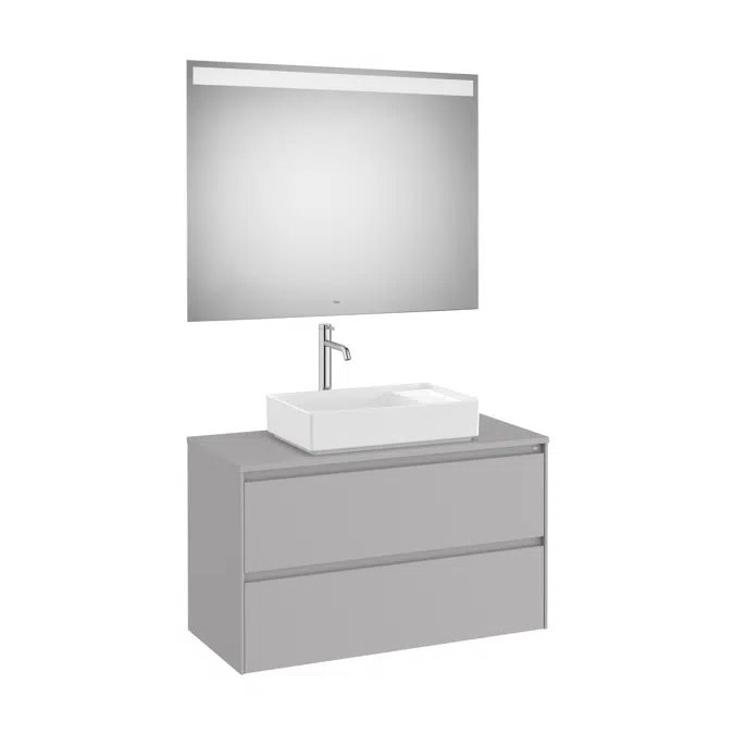 ONA Pack (base unit for over countertop basin with two drawers and LED mirror)