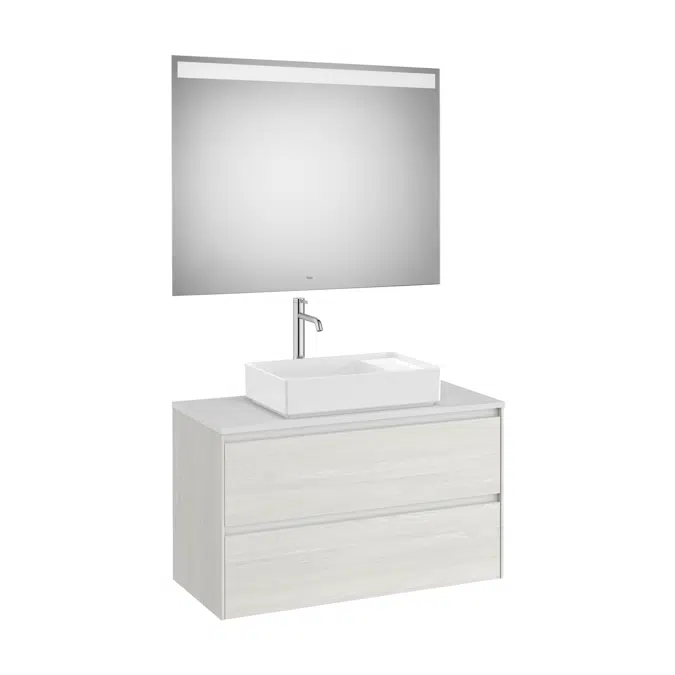ONA Pack (base unit for over countertop basin with two drawers and LED mirror)