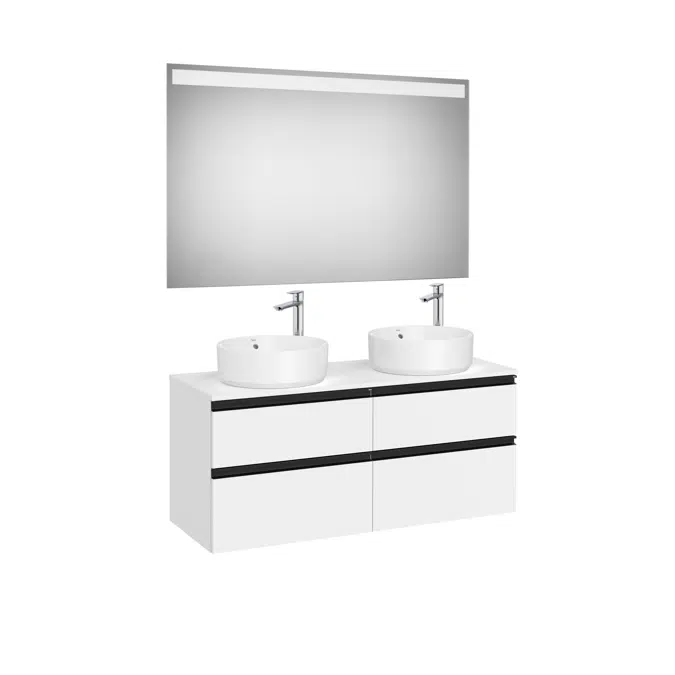 THE GAP 1200 Pack (base unit 4 drawers for 2 over countertop basins and LED mirror)