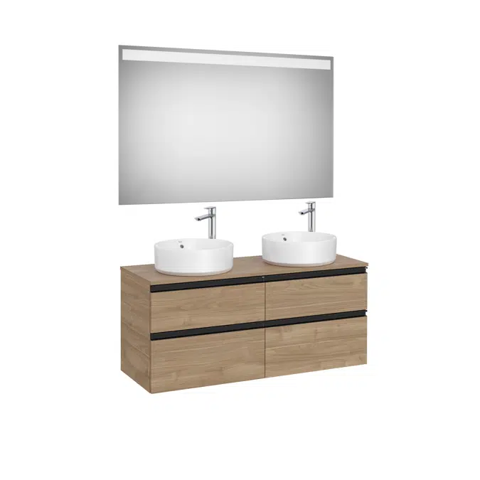 THE GAP 1200 Pack (base unit 4 drawers for 2 over countertop basins and LED mirror)
