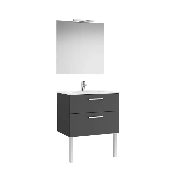 VICTORIA BASIC Pack 705 (base unit with two drawers, basin, mirror and LED wall light)