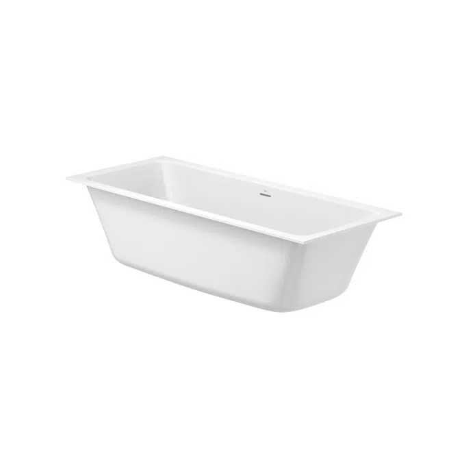 ONA Rectangular drop in bathtub. Made of Stonex. Includes click-clack drain, trap and integrated overflow.