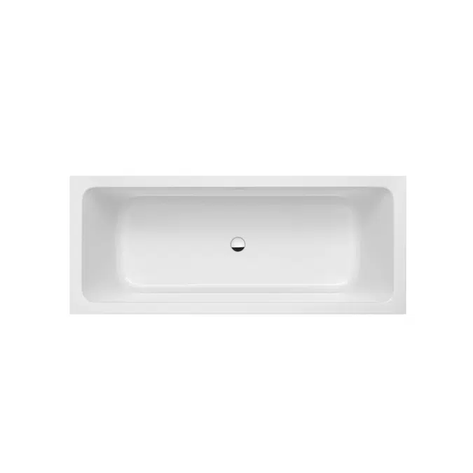 ONA Rectangular drop in bathtub. Made of Stonex. Includes click-clack drain, trap and integrated overflow.
