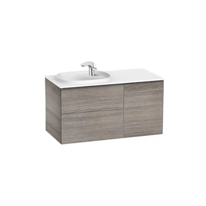 BEYOND Unik (base unit with two drawers, one door and SURFEX® basin on the left)