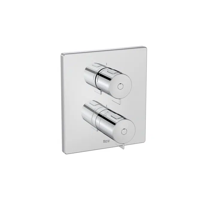 T-500 - Square - Built-in thermostatic shower mixer (1 way). To be completed with RocaBox A525869403