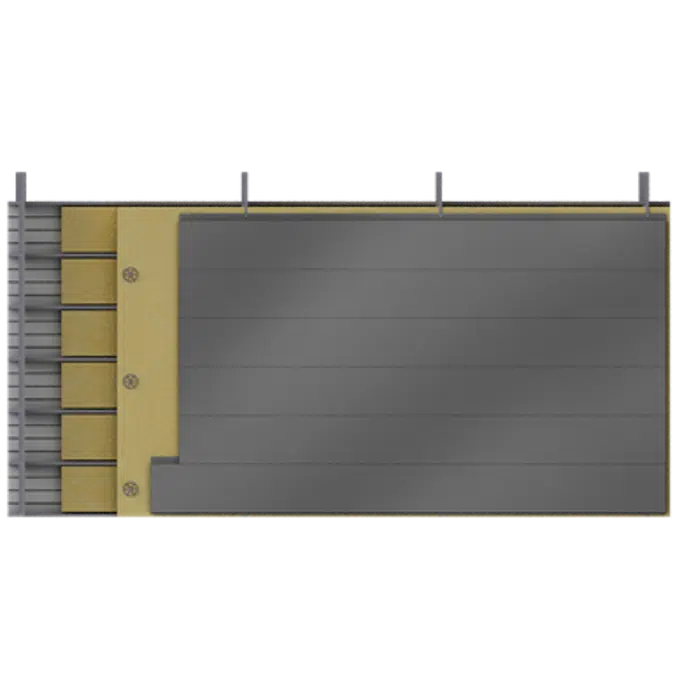 Doppelte Aussenfassade Stahl oder Aluminiumlamellen Verlegung H vollständige Platten Dämmung Abstandhalter