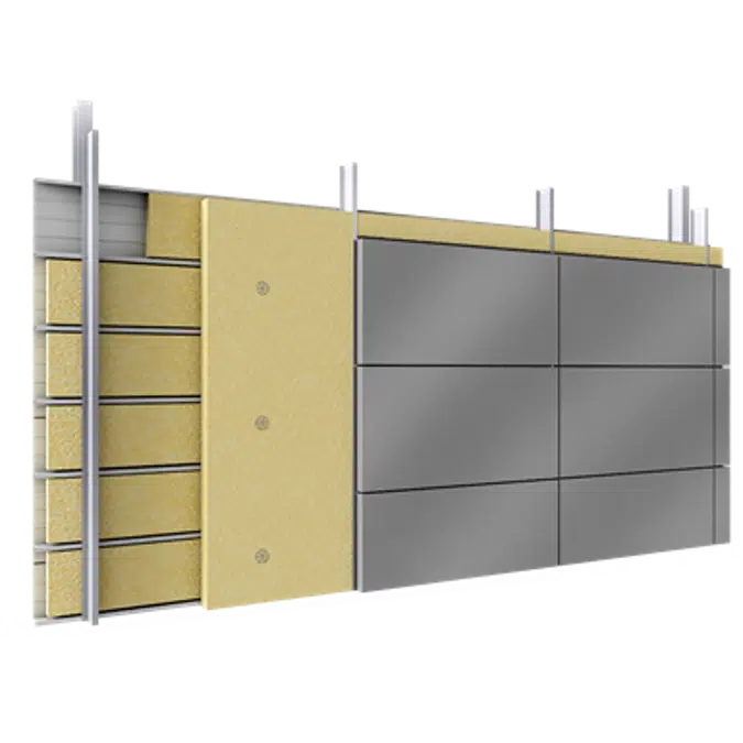 Bardage double peau cassettes acier alu plateaux pleins écarteurs avec isolat