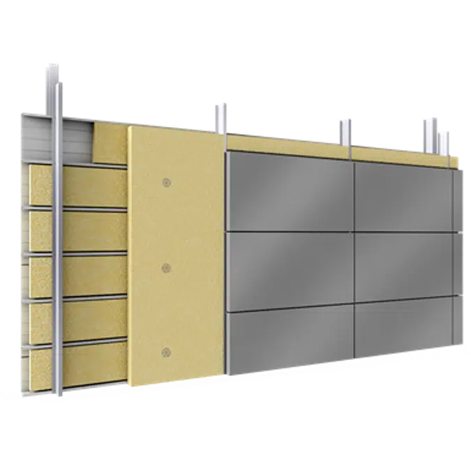 Double skin with steel alu cassettes trays spacers insulation