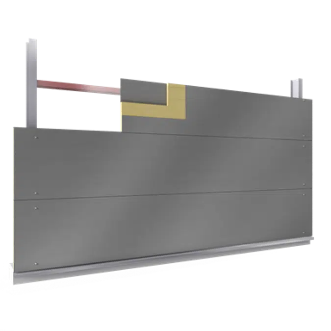 Fassadenplatte Sand Verkleidung Stahl Steg LR Verlegung H durchsetzende Befestigungen