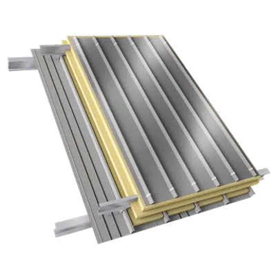 Obrázek pro Steel double skin roofing parallel to inside perfo trays with purlin