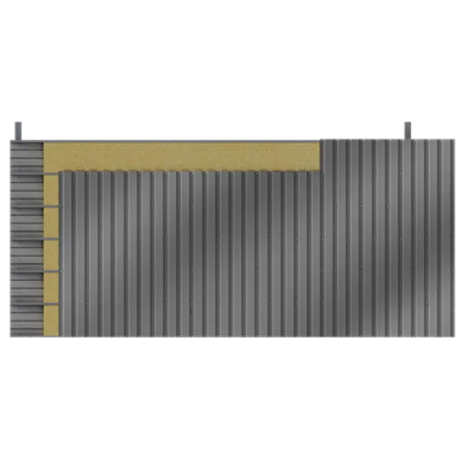 Bardage acier double peau pose V plateaux perforés 2 lits d'isolant