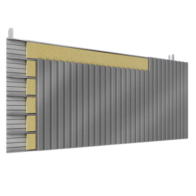 Steel double skin cladding vertical position trays 2 insulation beds