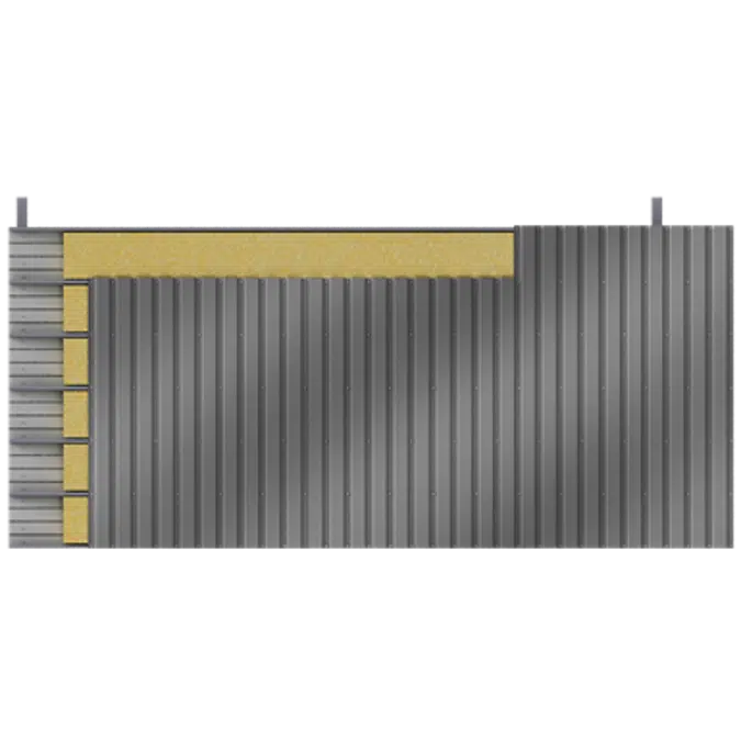 Bardage acier double peau pose V plateaux pleins 2 lits d'isolant