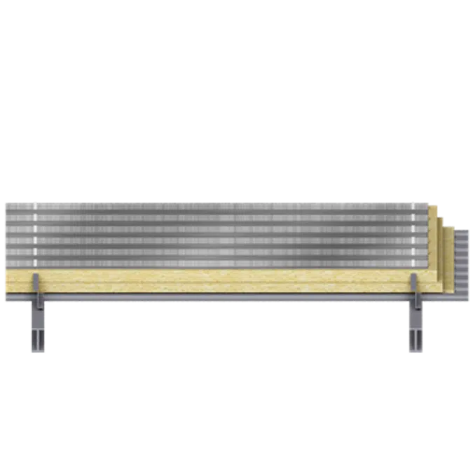 Steel double skin roofing parallel to inside profile with purlin