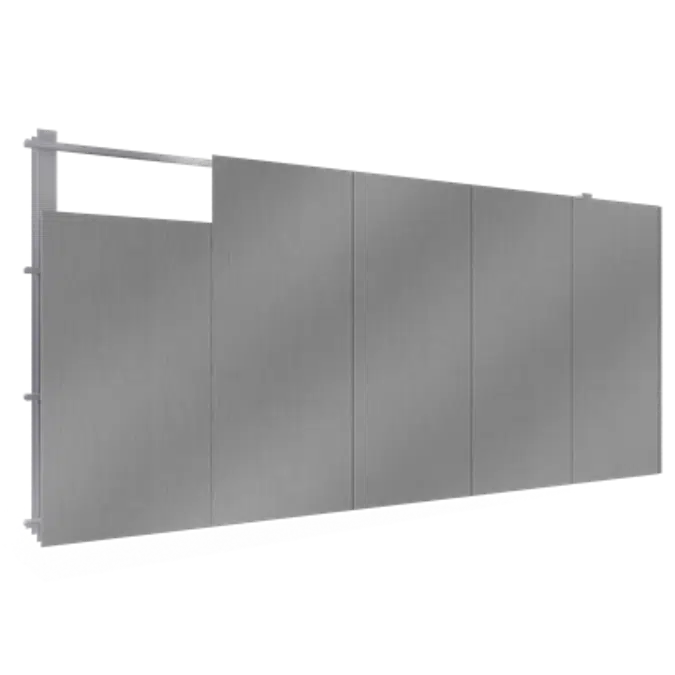 Steel facings s with panel cladding MW core V position secret fixing