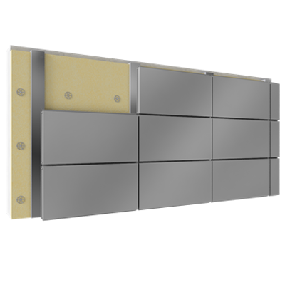 imagem para Overcladding with steel or aluminium cassettes with insulation