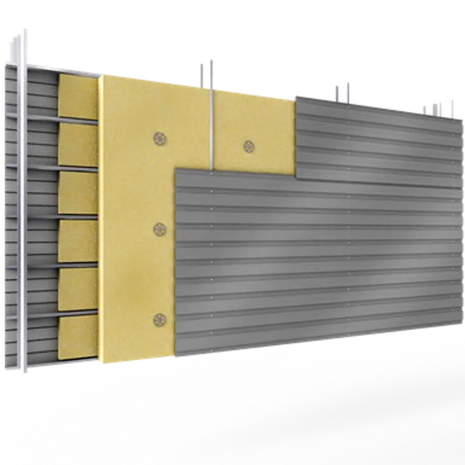 Doppelte Aussenfassade aus Stahl Verlegung H perforierte Platten Abstandhalter mit 2 Dämmflächen