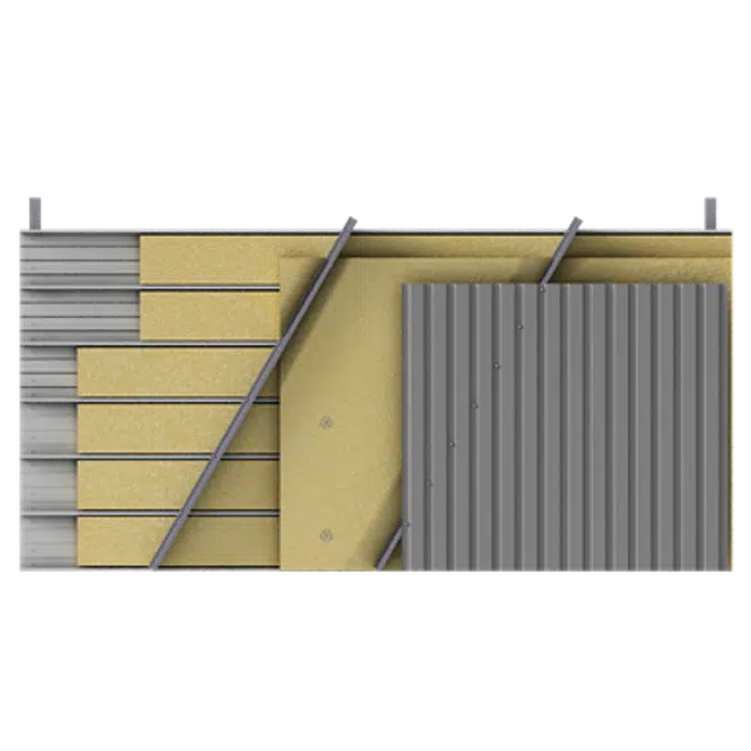 Steel double skin cladding V pos trays diagonal spacers insulation