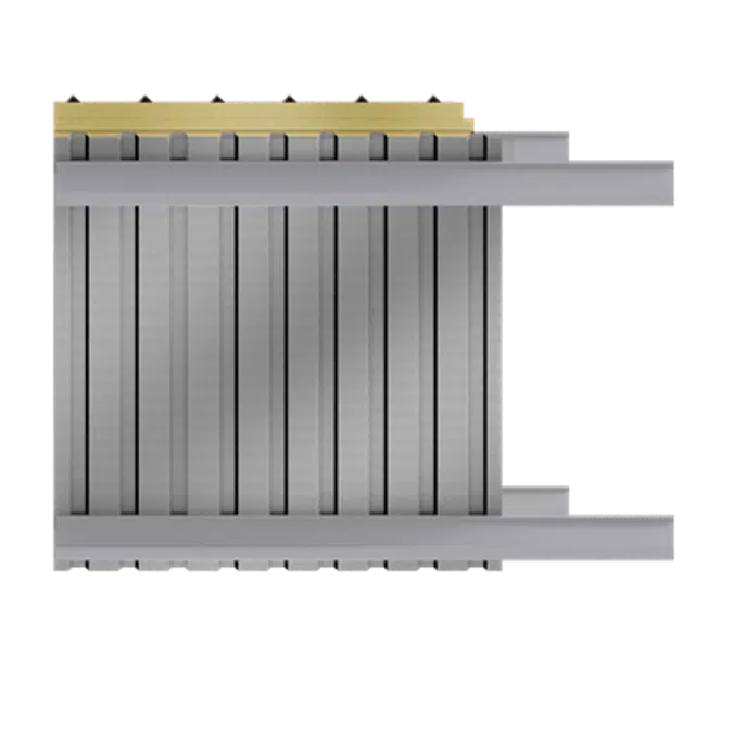 Steel double skin roofing parallel to inside perfo profile with purlin