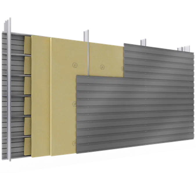 Doppelte Aussenfassade aus Stahl Verlegung H perforierte Platten Abstandhalter mit 3 Dämmflächen
