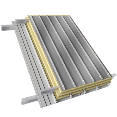 steel double skin roofing parallel to inside tray with purlin