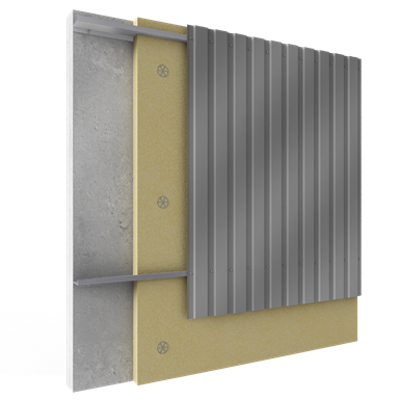 imagem para Steel built up cladding vertical position with insulation