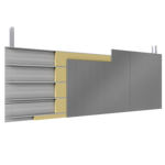 double skin with steel alu siddings vertical position trays insulation
