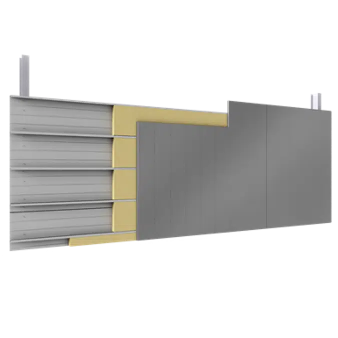 Double skin with steel alu siddings vertical position trays insulation